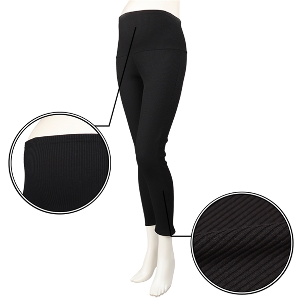 レギンスパンツ（リブ）　ブラック ブラック L