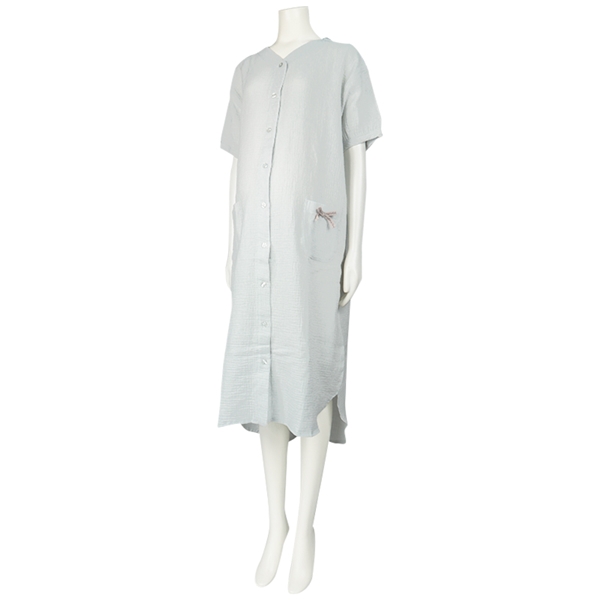 [授乳機能]半袖ワンピース　やわらかガーゼ　ペパーミント ペパーミント M~L