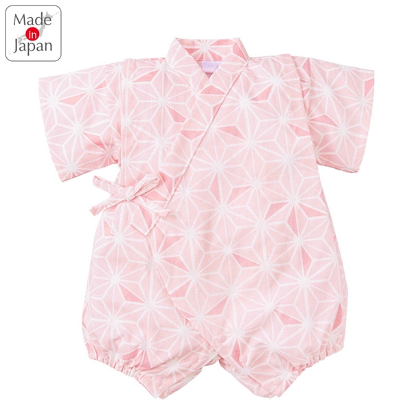 [ベビー]甚平ロンパス 麻の葉柄 ピンク ピンク 70cm