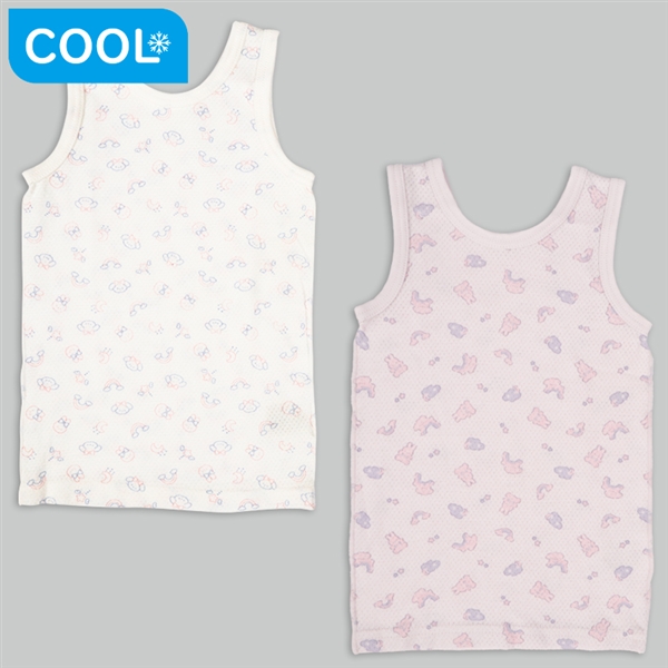 [ベビー]前後着られるメッシュ　タンクトップ　２枚組　アニマル　ピンク ピンク 90cm