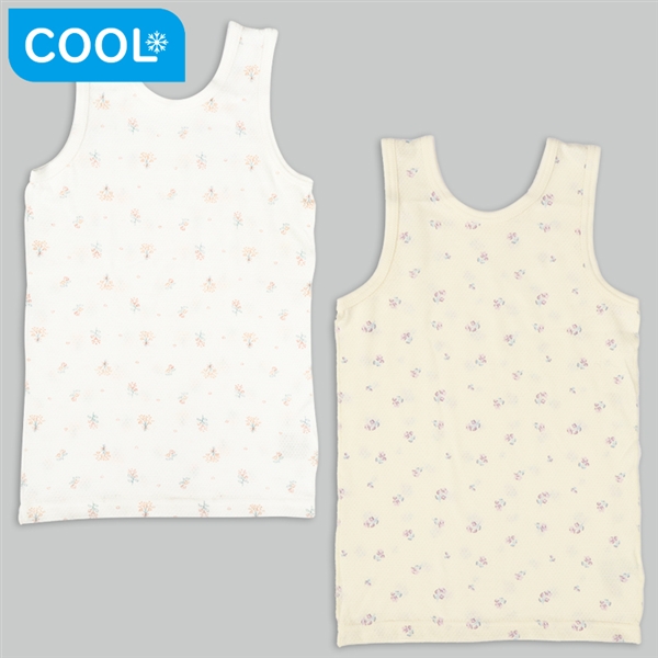 【SALE】[キッズ]前後着られるメッシュ　タンクトップ　２枚組　お花　アイボリー アイボリー 100cm