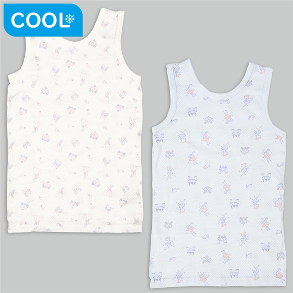 [キッズ]前後着られるメッシュ　タンクトップ　２枚組　妖精プリンセス　サックス サックス 110cm