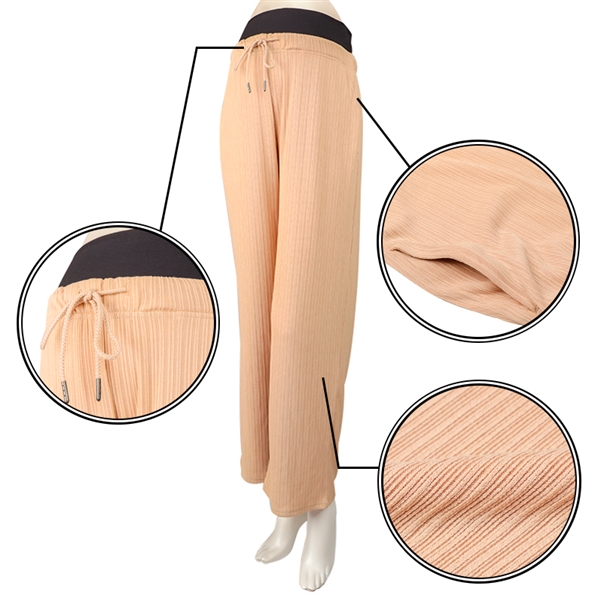 【SALE】ランダムテレコワイドパンツ　ベージュ ベージュ L