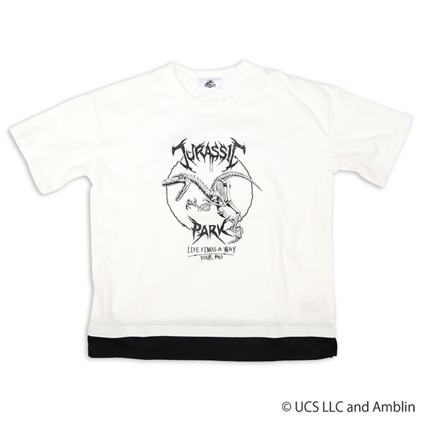 【SALE】[130~150cm]裾レイヤード半袖Ｔシャツ　ジュラシックパーク　オフホワイト オフホワイト 130cm