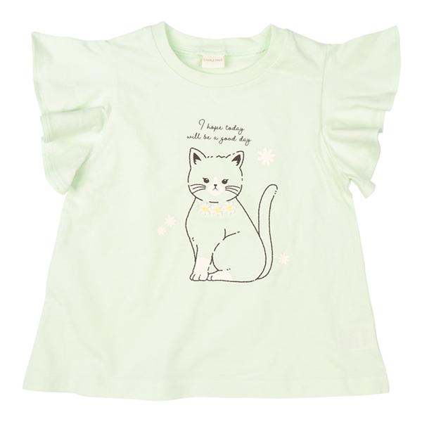 [キッズ]半袖　Ｔシャツ　アニマル花レース　グリーン グリーン 110cm