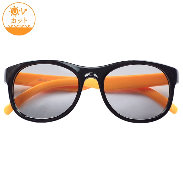 ＊キッズサングラス角型　黒　黄テンプル　ブラック ブラック F