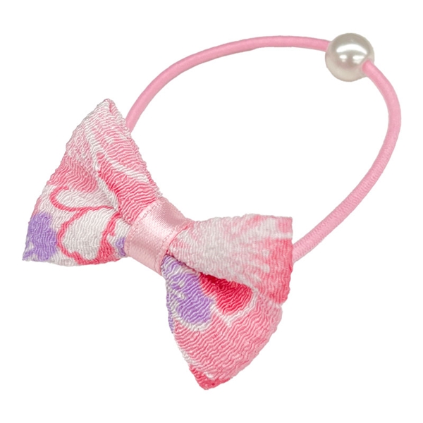 和柄リボン ヘアゴム ピンク ピンク