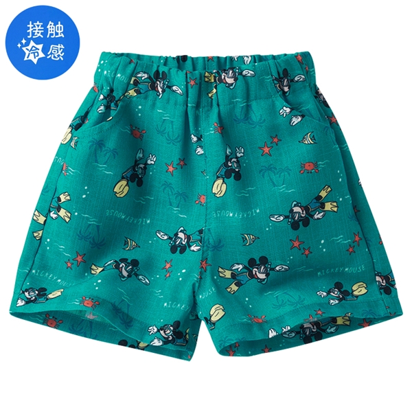 [ベビー]ハーフパンツ　ミッキー　接触冷感 ブルー ブルー 90cm