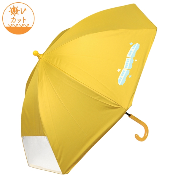 [35・40cm]フチまる傘晴雨兼用　でんしゃ　イエロー イエロー 40cm
