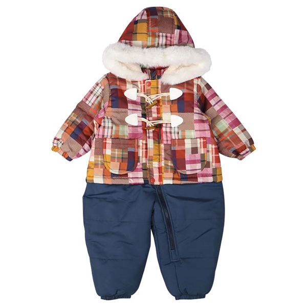 [ベビー]パッチワークチェックジャンプスーツ　レッド レッド 80cm
