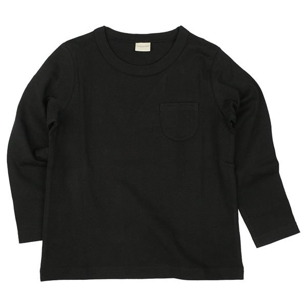 [キッズ]いつものＴシャツ　長袖　天竺素材　ブラック ブラック 100cm