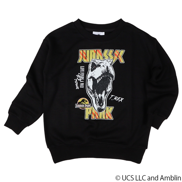 [130~150cm]スウェットシャツ　ジェラシックパーク　ブラック ブラック 130cm