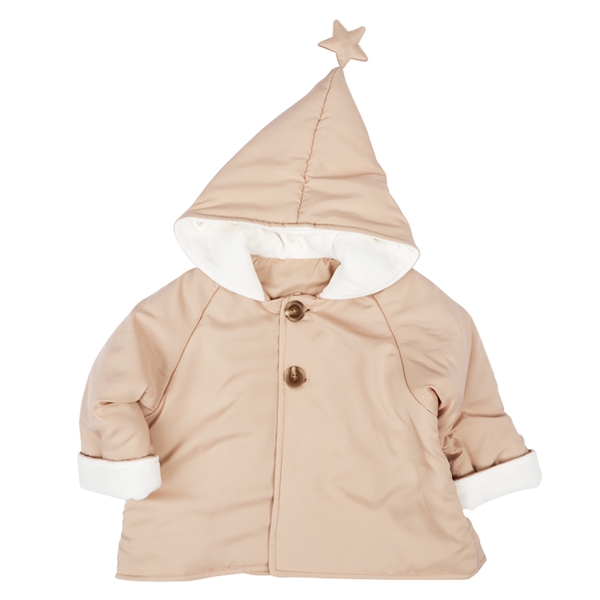 中綿ジャケット　とんがりフード　ベージュ ベージュ 60~70cm
