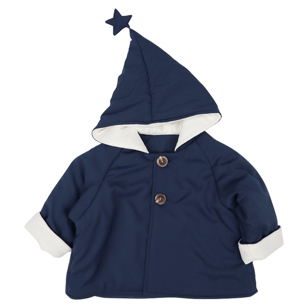 中綿ジャケット　とんがりフード　ネイビー ネイビー 60~70cm