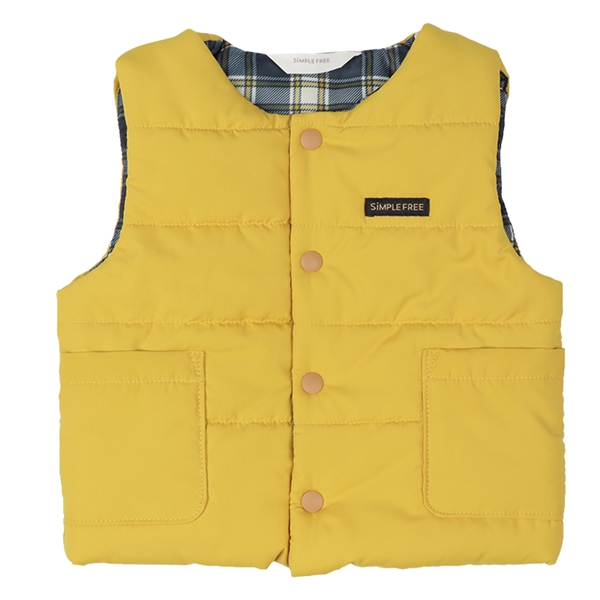 【SALE】[ベビー]中綿ベスト　タフタ　カラシ カラシ 80cm