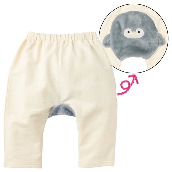 モンキーパンツ ボアアニマル ペンギン アイボリー 70cm