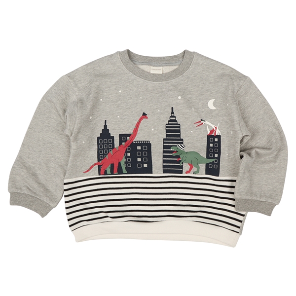 [キッズ]長袖　トレーナー　面切替　グレー グレー 100cm