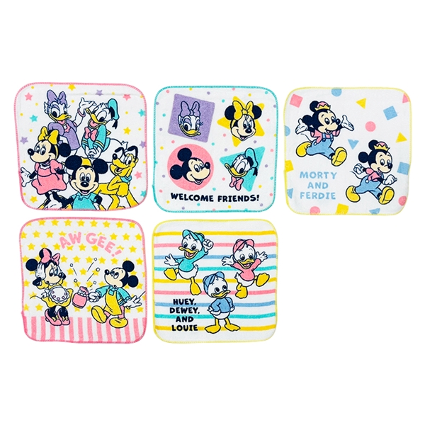 プチタオル５Ｐ２６　アラウンド　ミッキー＆フレンズ　１６ｘ１６ｃｍ