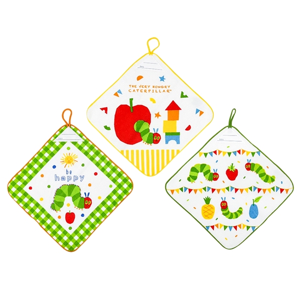 ループ付きタオル３Ｐ２６　はらぺこあおむし　たのしいな　２７ｘ２７ｃｍ