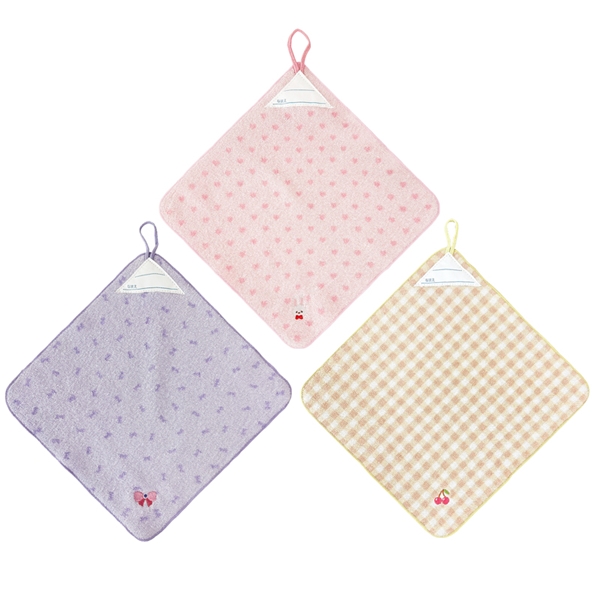 ループ付きタオル3P26 オーガナイズ PK 27x27cm