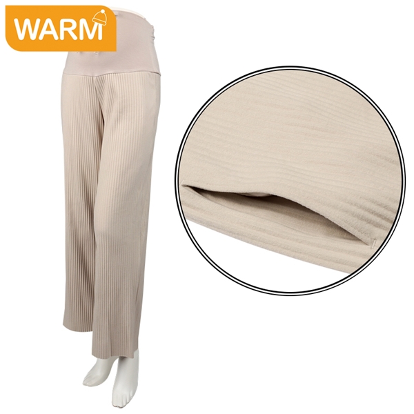 セルフチョキチョキプリーツパンツ なめらか アイボリー アイボリー M