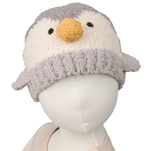 [48~50cm]ニット帽　アニマルモコモコ　すいぞくかん　ペンギン グレー 48~50cm