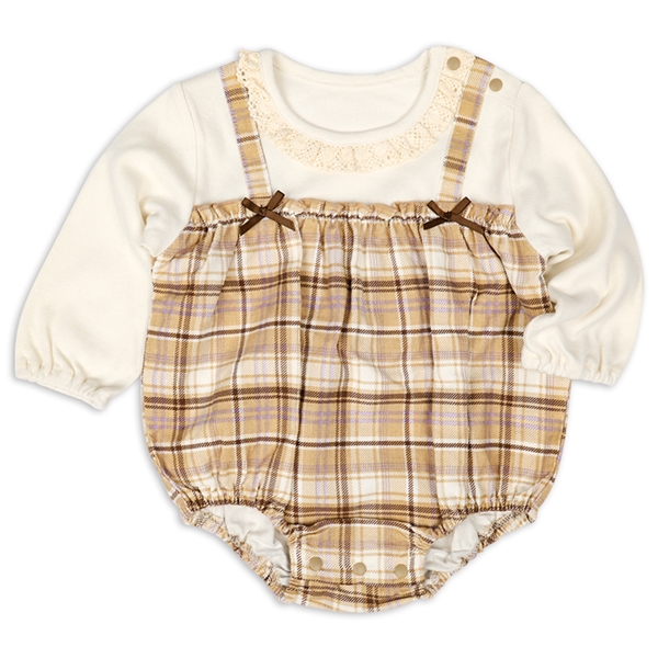 新生児 長袖ロンパース ブラウン 乳児服・ベビー服・子ども服・お外着 新生児服・乳児服(50〜80cm)アウターロンパース 赤ちゃん本舗(アカチャンホンポ)