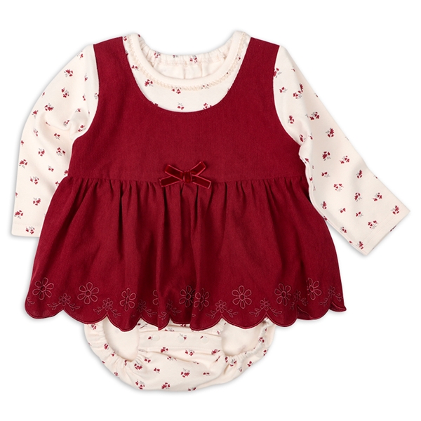 長袖アウターロンパース　レイヤード レッド レッド 70cm