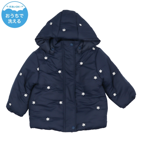 [ベビー]中綿ジャケット　総柄刺しゅう ネイビー ネイビー 80cm