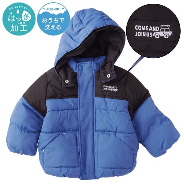 [ベビー]中綿ジャケット　切替　ブルー ブルー 80cm