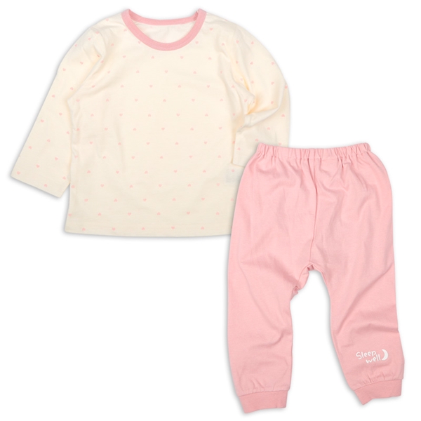 [ベビー]長袖パジャマ　ハート ピンク ピンク 70cm