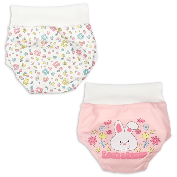 ６層トレーニングパンツ　リブ付き　２枚組　うさぎ ピンク ピンク 80cm