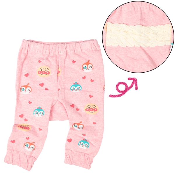 ８分丈ワイドマチパンツ　アンパンマン　ピンク ピンク 80~90cm