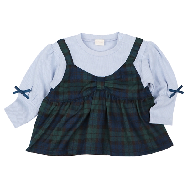 【SALE】[ベビー]長袖Ｔシャツ　レイヤード風 ブルー ブルー 80cm