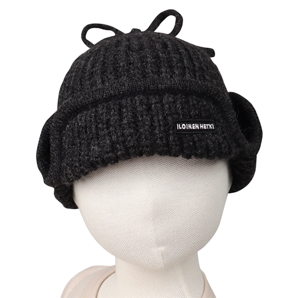 【SALE】[48~54cm]フライト帽子　ニット ブラック ブラック 48~50cm