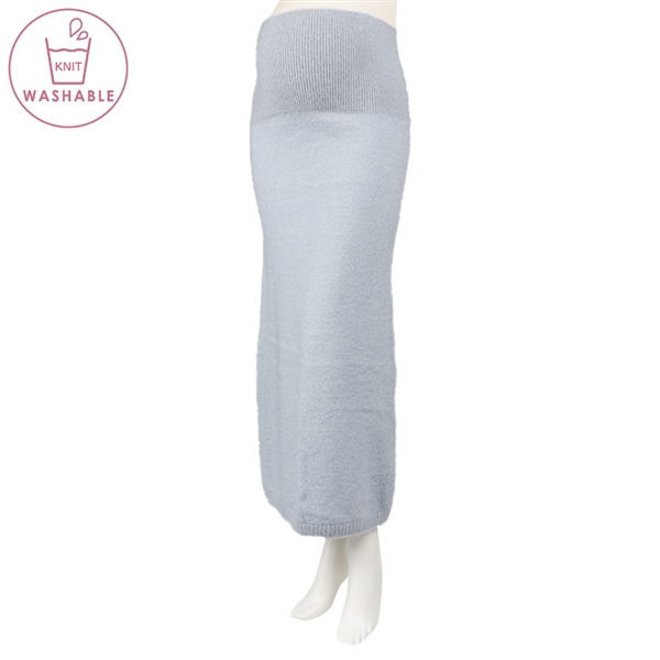 シャギーニットスカート サックス サックス M