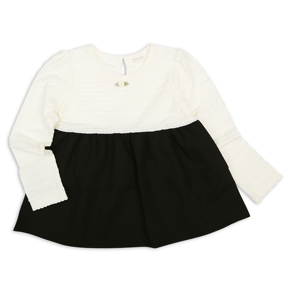 [キッズ]長袖チュニック　ティアード　オフホワイト オフホワイト 100cm