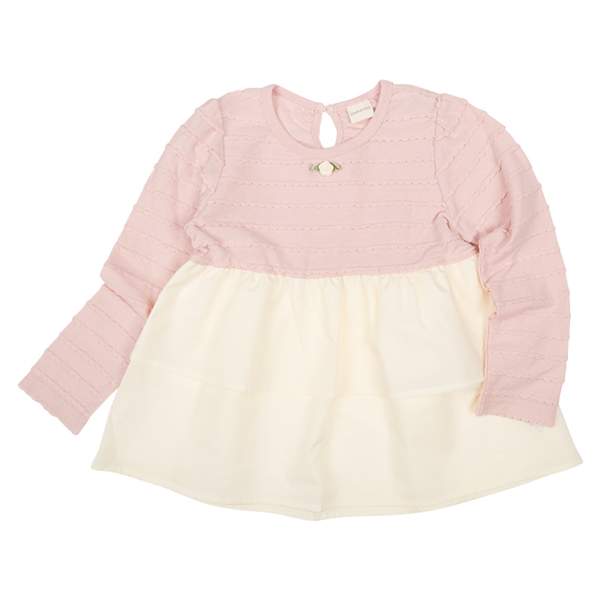 [キッズ]長袖チュニック　ティアード　ピンク ピンク 100cm