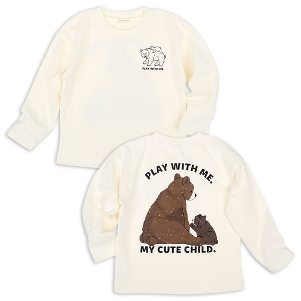 [キッズ]長袖Tシャツ　バックプリント　オフホワイト オフホワイト 100cm