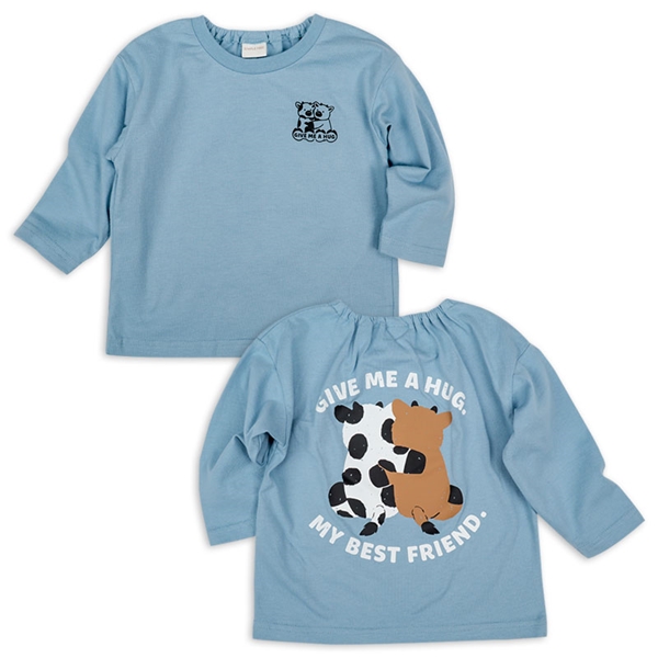 [ベビー]長袖Tシャツ　バックプリント　サックス サックス 70cm