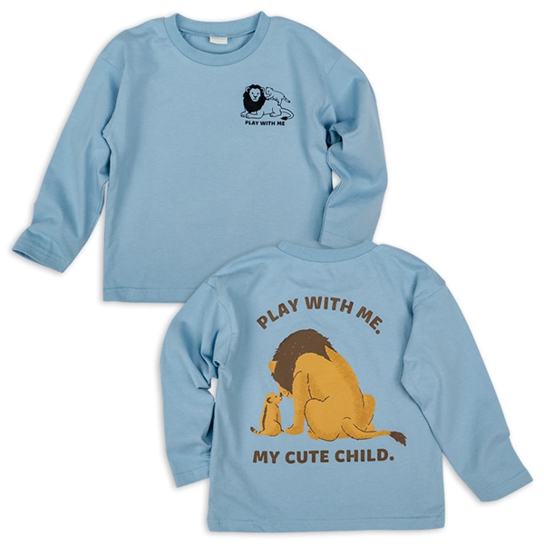 [キッズ]長袖Tシャツ　バックプリント　サックス サックス 100cm