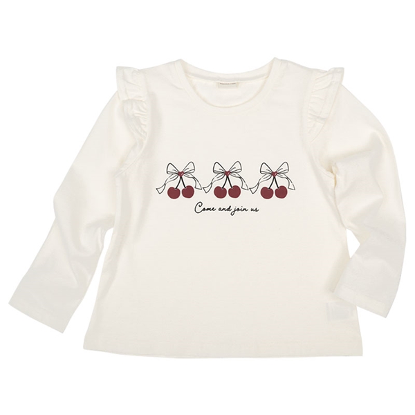 [キッズ]長袖Tシャツ　パネルプリント　オフホワイト オフホワイト 100cm