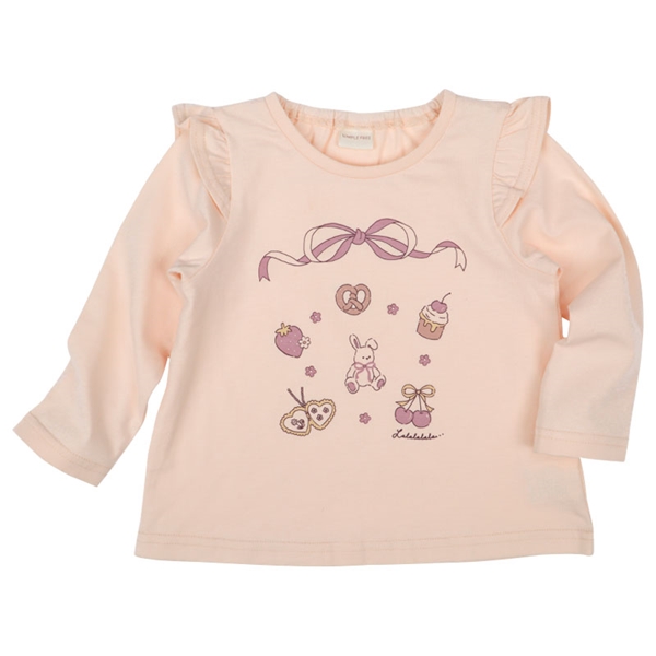 [ベビー]長袖Tシャツ　パネルプリント　ピンク ピンク 70cm