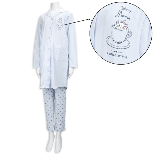 [授乳口付き]長袖パジャマ　マリー　サックス サックス M~L