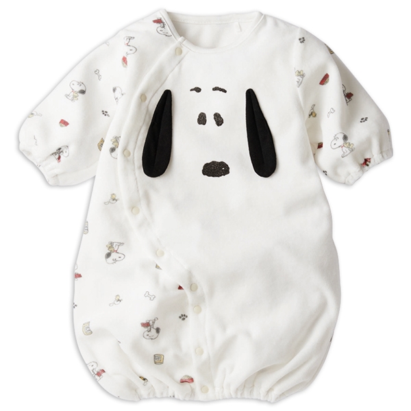 新生児 長袖 ドレスオール スヌーピー フェイスモチーフ 新生児肌着・ベビー肌着・子ども肌着・パジャマ・おへや着 新生児・乳児(50〜80cm)ドレスオール(ツーウェイオール) 赤ちゃん本舗(アカチャンホンポ)