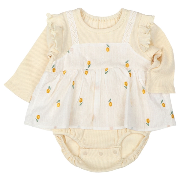 長袖　アウターロンパース　レイヤード風　オフホワイト オフホワイト 70cm