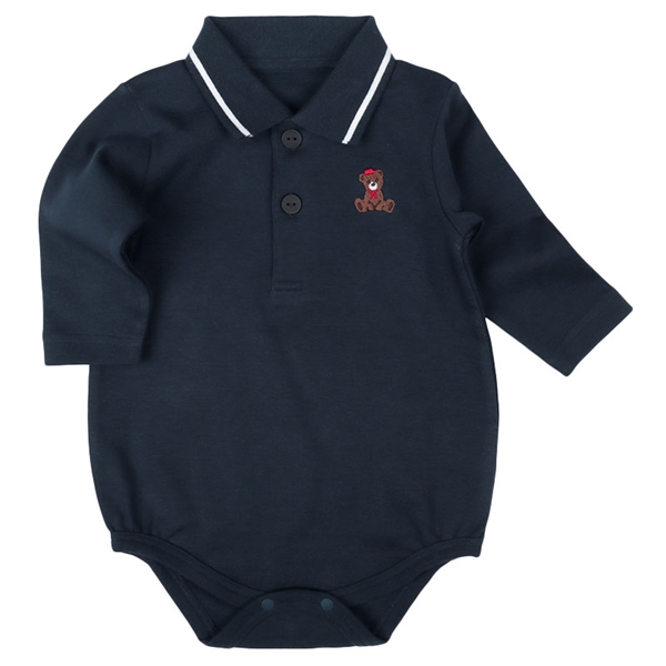 長袖　アウターロンパース　襟付き　ネイビー ネイビー 70cm