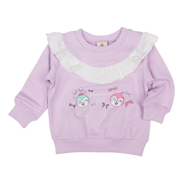 [ベビー]胸元フリルスウェットシャツ　アンパンマン　パープル パープル 80cm
