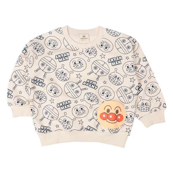 [キッズ]総柄スウェットシャツ　アンパンマン　アイボリー アイボリー 100cm