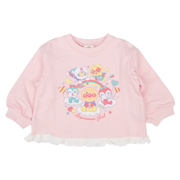 [キッズ]集合柄スウェットシャツ　アンパンマン　ピンク ピンク 100cm